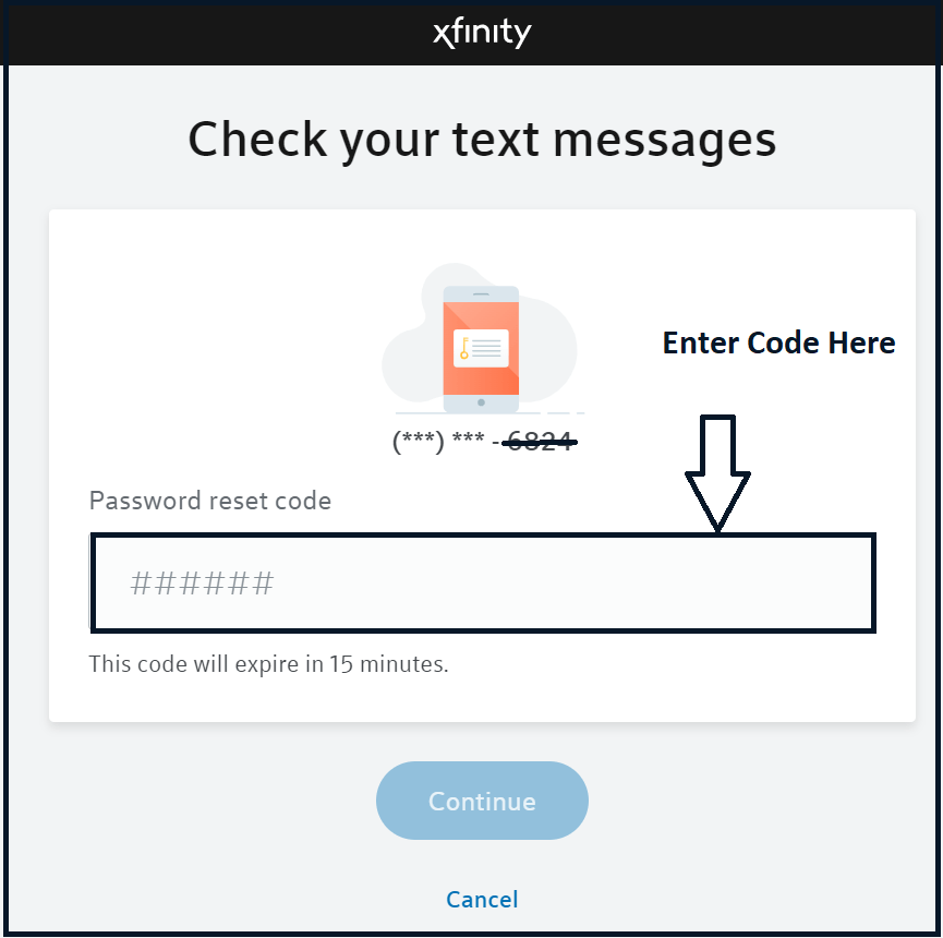 check xfinity password reset text