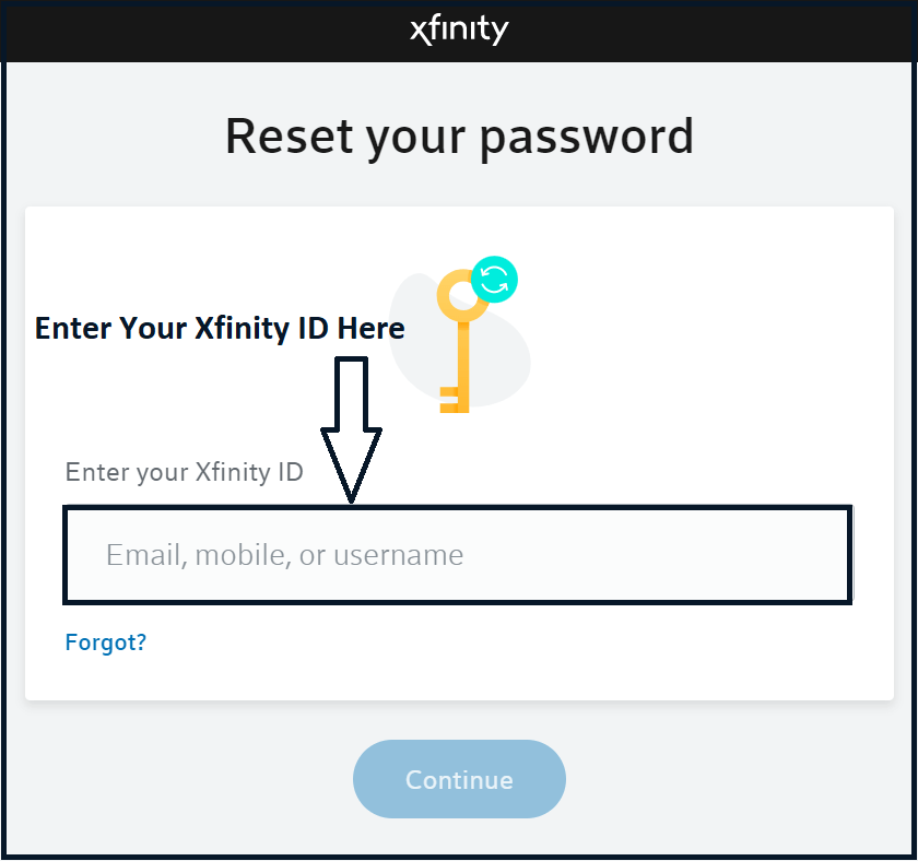 fill id to reset Xfinity Password